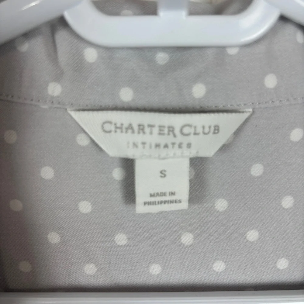 Charter Club Intimates‎ Women's Gray Polka Dot Nightgown Short Sleeve Size S NWT